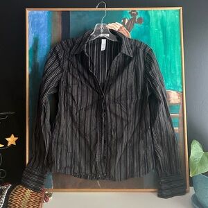 Y2K Old Navy Black Top with Pinstripes M